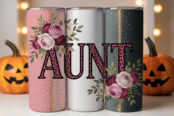 Aunt Floral Leopard 20oz Tumbler Wrap: Graphics for Tumbler Wraps