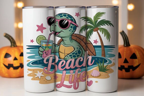 Beach Life Turtle Tumbler Wraps: Graphics for Branding