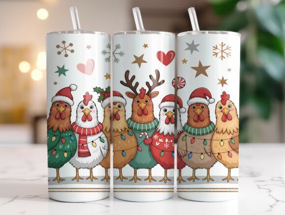 Chicken Christmas Skinny Tumbler Wrap Graphics & Tumbler Wraps