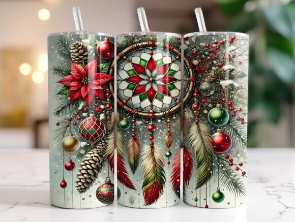 Christmas Boho Dreamcatcher Tumbler Wrap Graphics