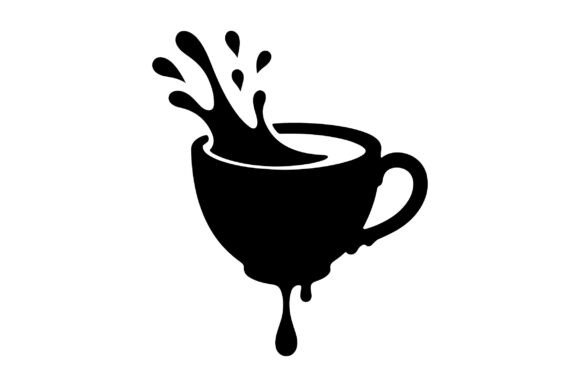 Dripping Coffee Cup Silhouette Graphics and Illustrations