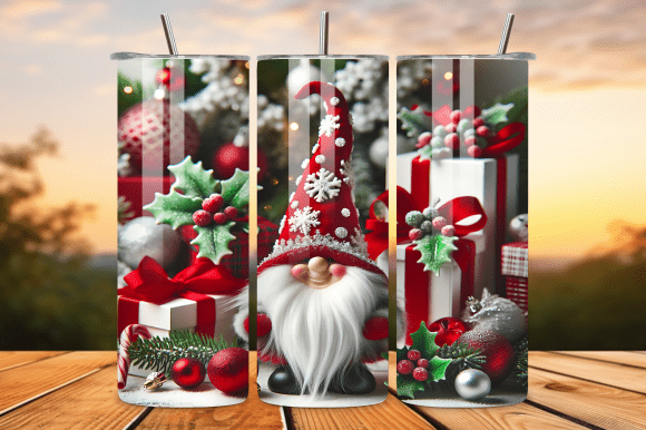 Elegant Red Christmas Gnome Tumbler Wrap Graphics Review