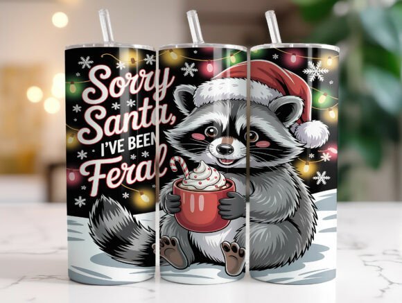 Funny Christmas Raccoon Tumbler Wraps & Graphics Review