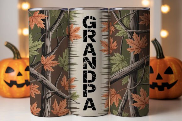 Grandpa Camouflage 20oz Tumbler Wrap Graphics