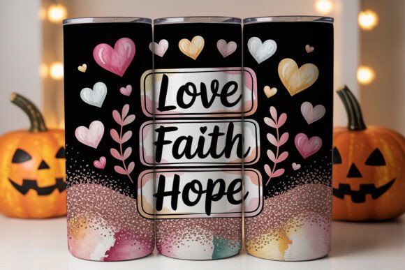 Love Faith Hope 20oz Tumbler Wrap: Graphics for Tumbler Wraps