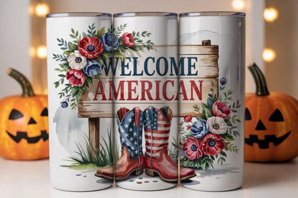 Patriotic Cowboy Boots 20oz Tumbler Wrap Graphics for Real Crafting