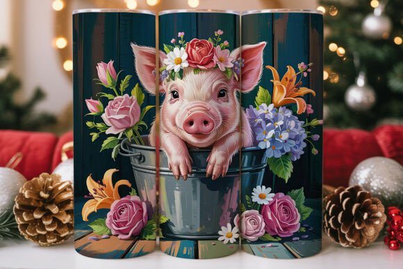 Piglet in a Bucket 20oz Tumbler Wrap Graphics