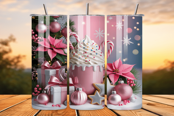 Pink Christmas Hot Cocoa Tumbler Wrap Graphics Review