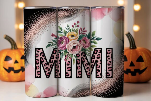 Pink Leopard Mimi Tumbler Wrap PNG for Tumbler Wraps Graphics