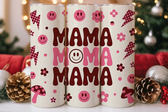 Retro Groovy Mama 20oz Tumbler Wrap Graphics
