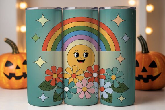 Retro Groovy Sunshine Tumbler Wrap: Design Graphics for Publishers