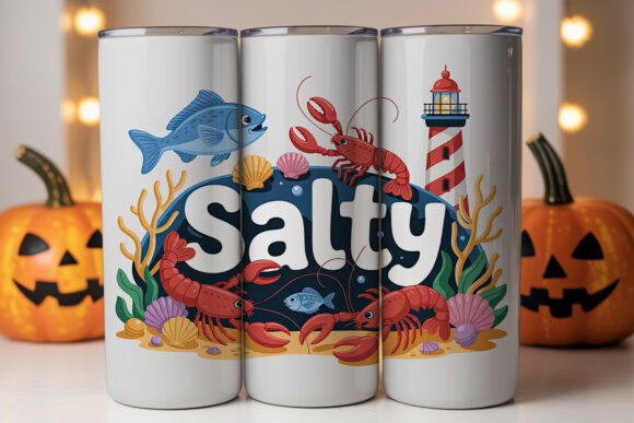 Salty Sea Life 20oz Tumbler Wrap: Graphics for Branding