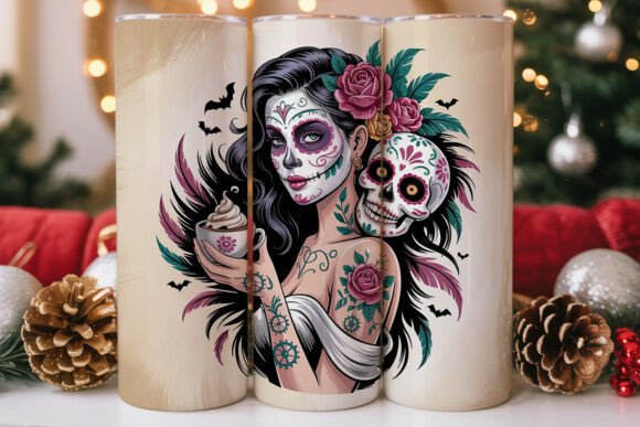 Sugar Skull Girl 20oz Tumbler Wrap Graphics for Sellers
