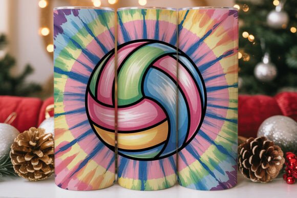 Tie-Dye Volleyball 20oz Tumbler Wraps Graphics