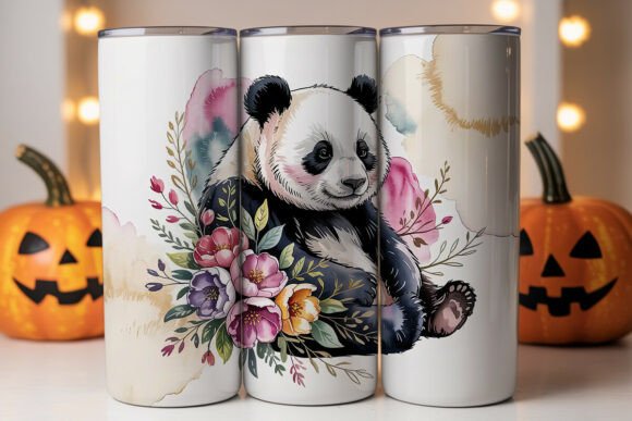 Watercolor Panda 20oz Tumbler Wrap