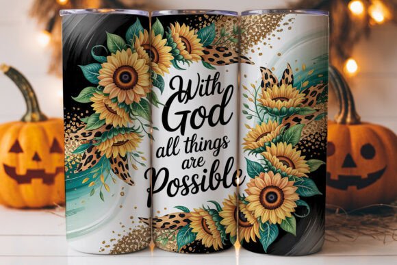 With God All Things Possible Tumbler Graphics for Tumbler Wraps